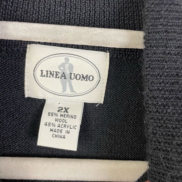 LINEA UOMO Sweater Sz 2X Wool Blend Mock Neck Long Sleeve Pullover Black - Picture 4 of 8